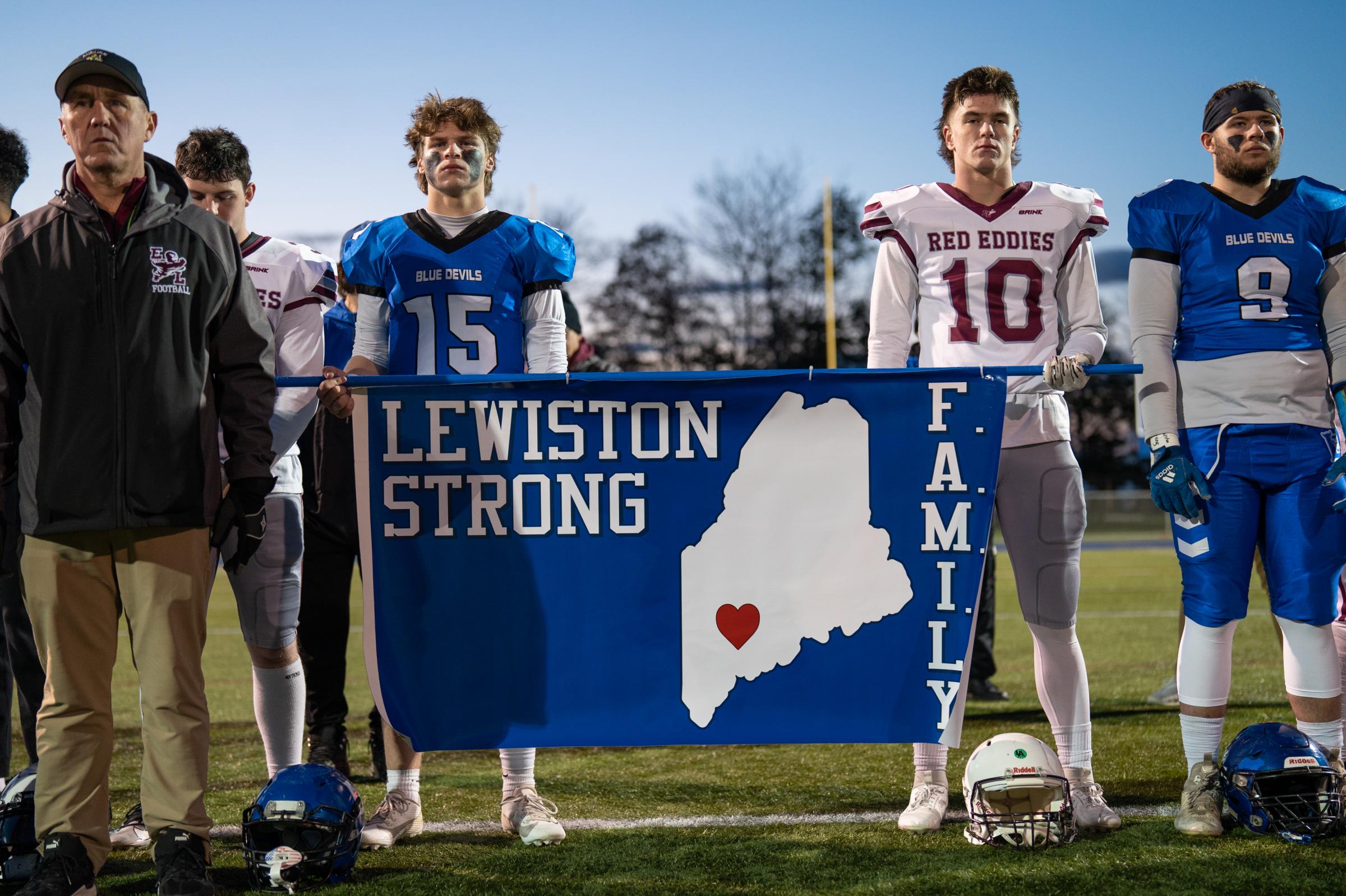 Wash Post - Aftermath of Lewiston Shooting  - Team members of both the Lewiston and Auburn High Schools...