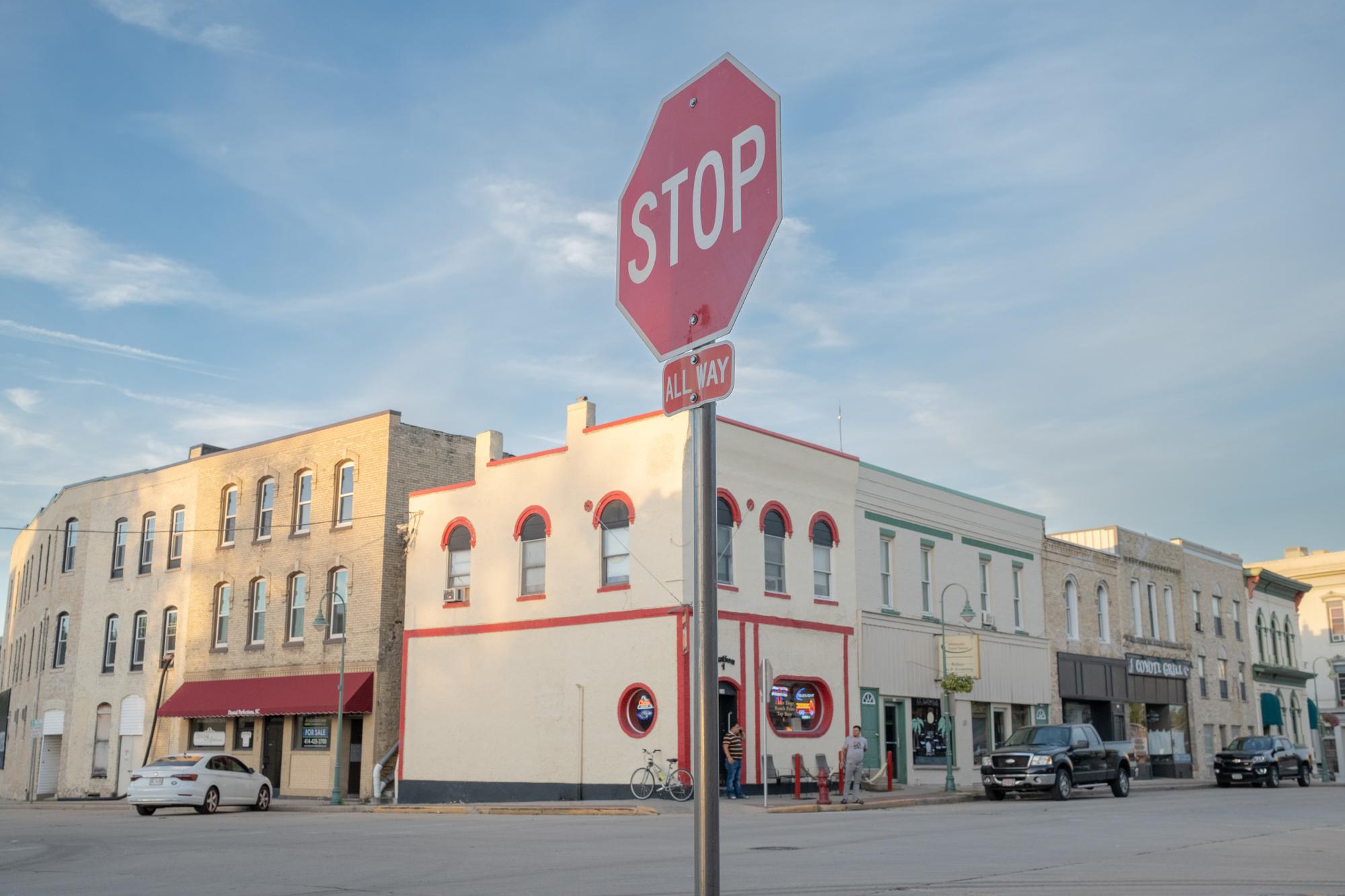 ProPublica - Immigration  - Downtown Whitewater, Wisconsin on the evening of...