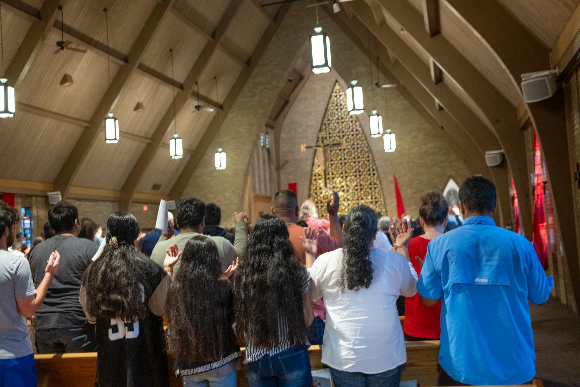ProPublica - Immigration  - Families gathered at St. Patrick's Catholic Church in...