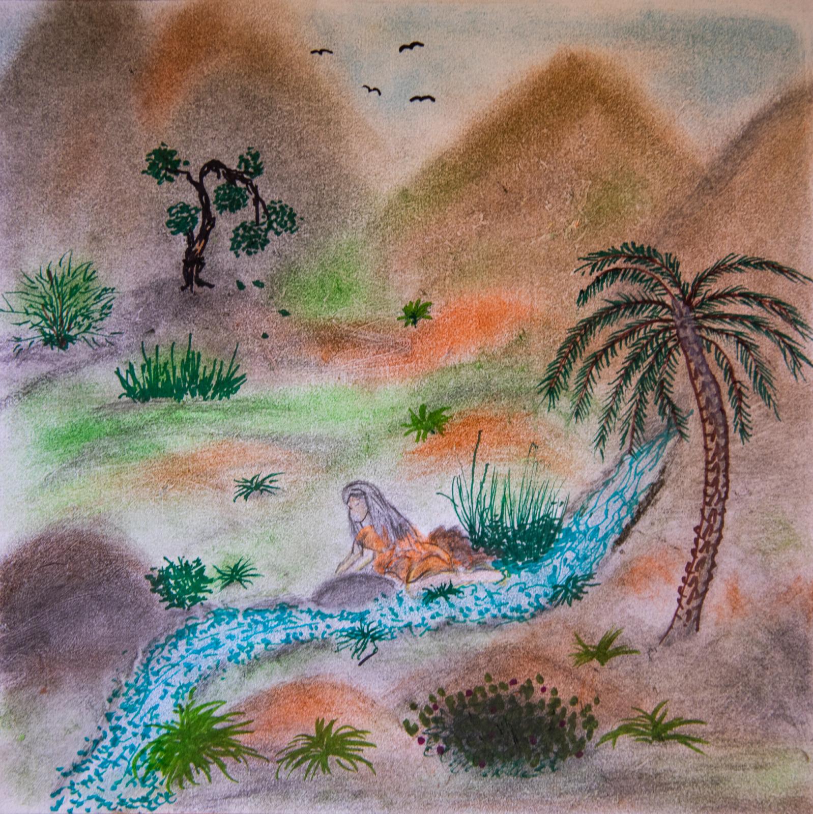 Until We Are Gone  - Crecencia draws herself next to a stream that used to...