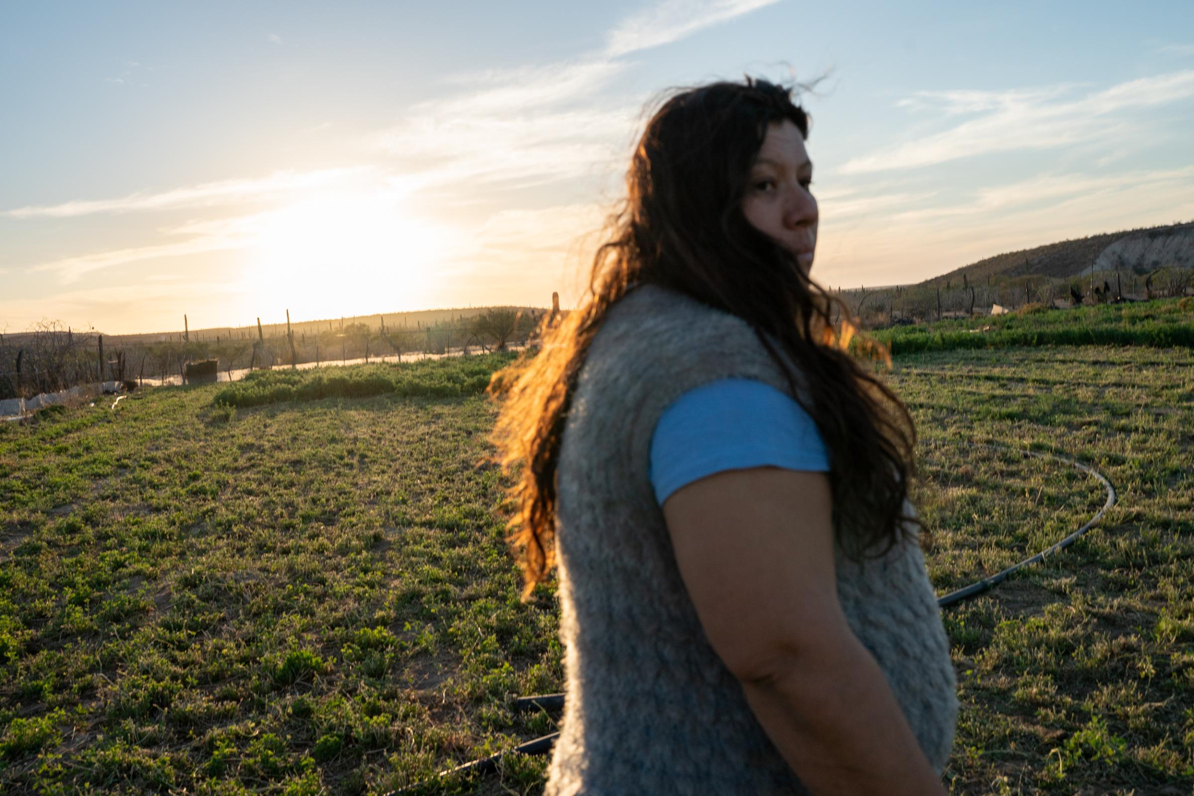Wider project Until We Are Gone - Joli walks through the Alfalfa fields at her ranch, San...