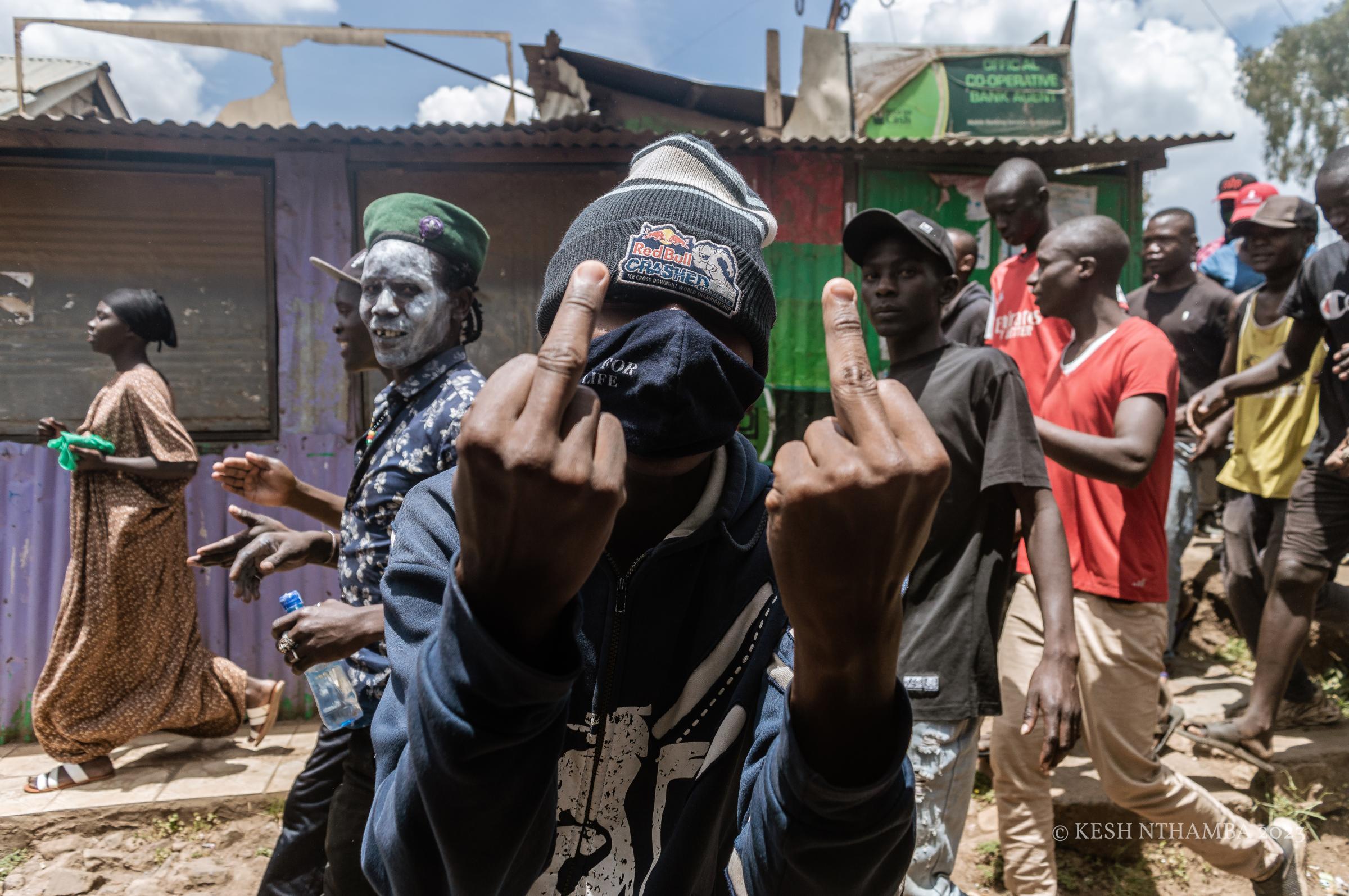Anti-government Kibera Protests - A protestor during the anti-government demonstrations...