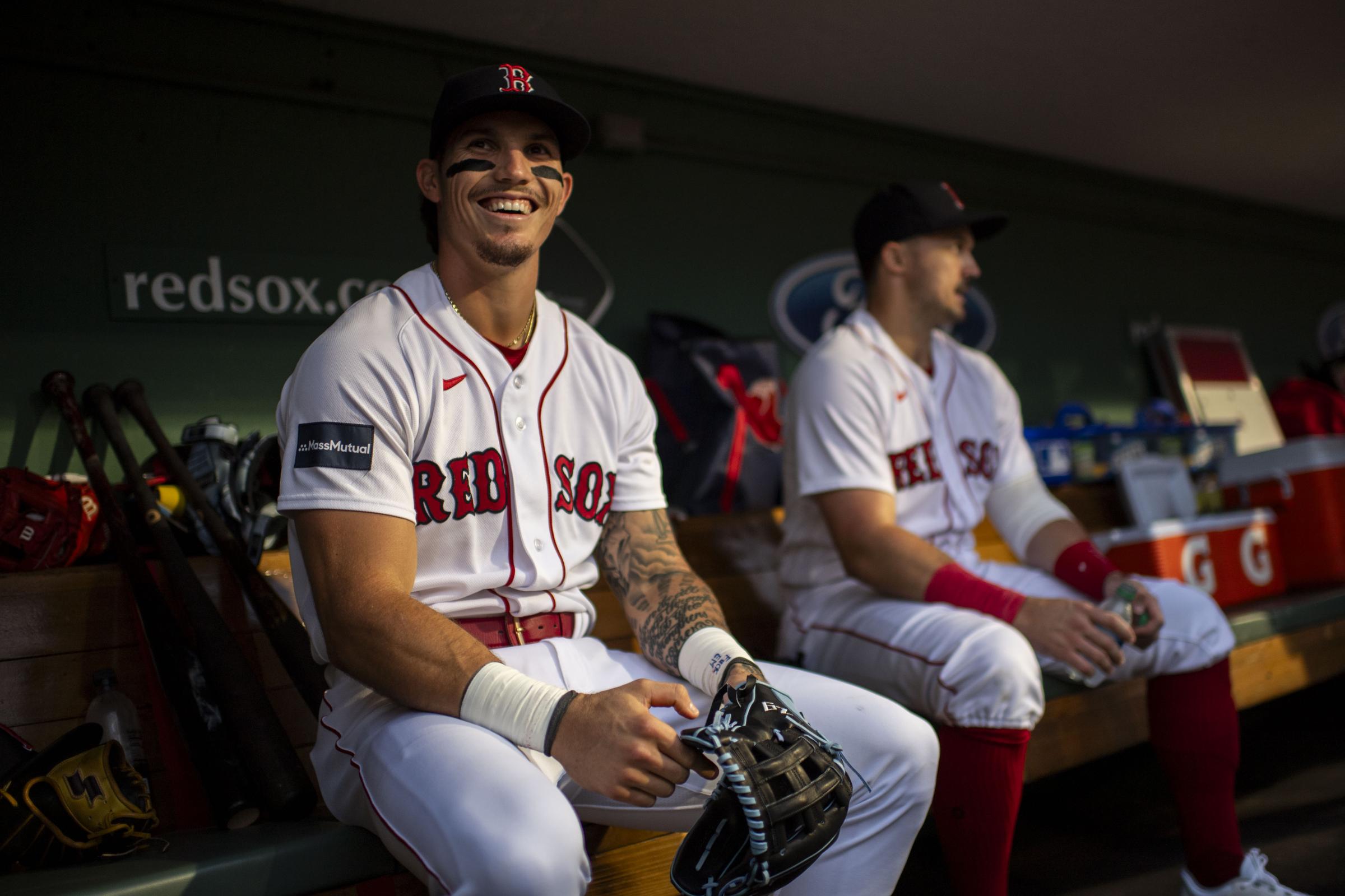 The 2023 Boston Red Sox  - August 4, 2023, Boston, MA: Jarren Duran #16 of the...