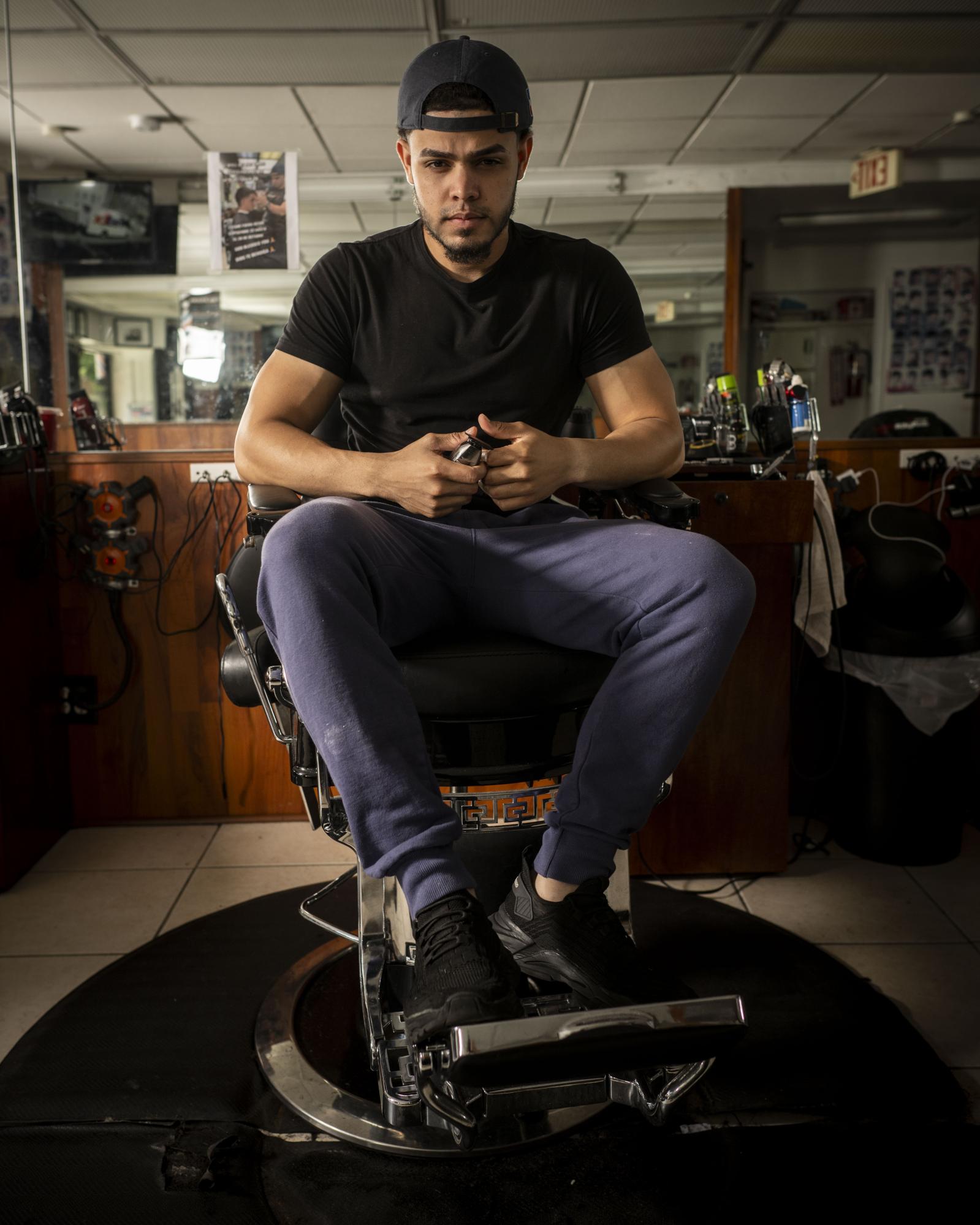 Barbershops - August 24, 2023, Boston, MA:A barber named Xavier Rosado...