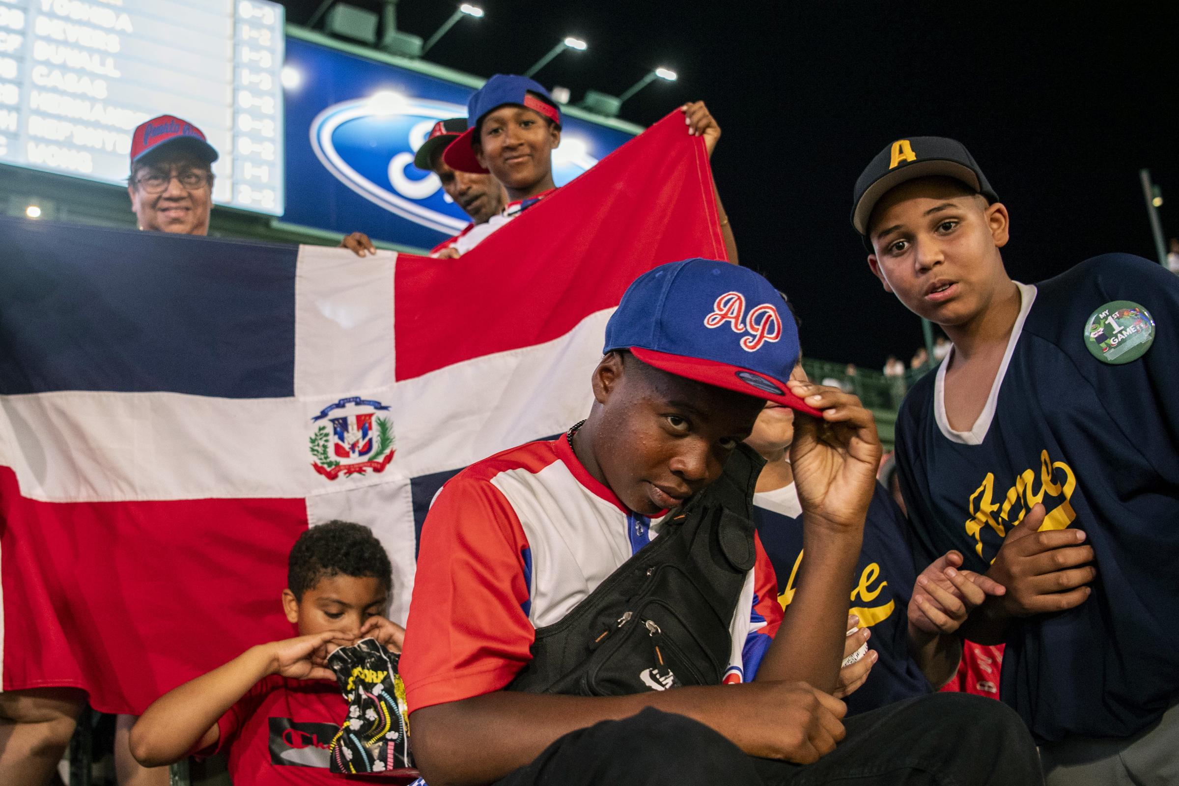 Fenway Park - July 6, 2023, Boston, MA:Dominican fans pose for a...