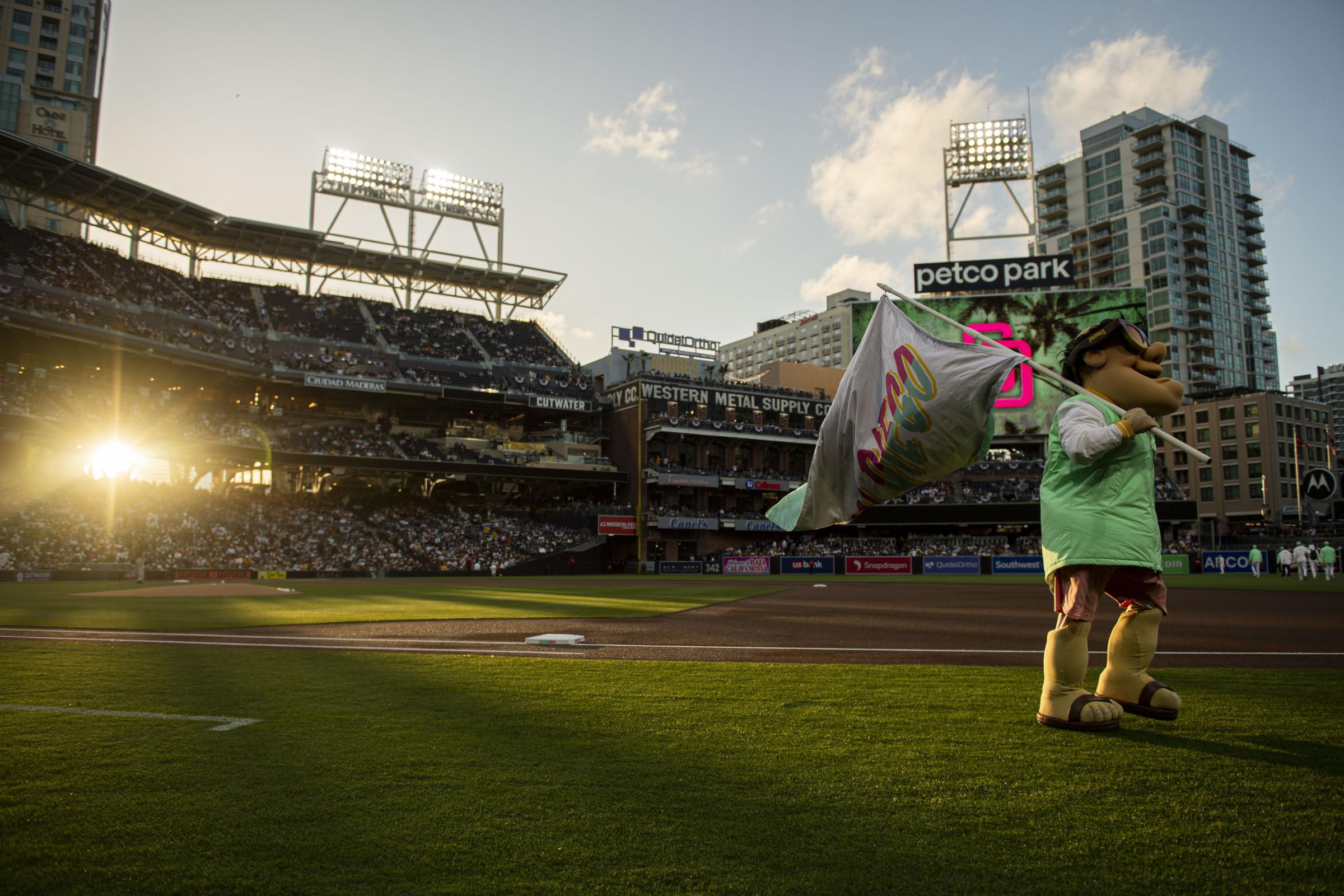 The 2024 San Diego Padres - SAN DIEGO, CALIFORNIA - MARCH 29: Friar walks with the...