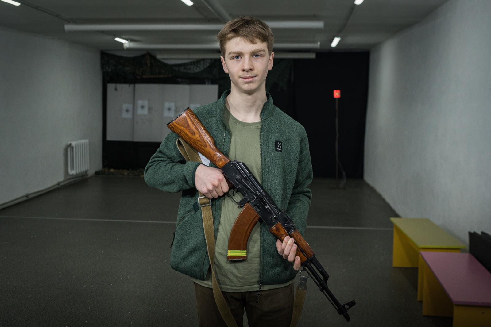 Ukraine: Second year of war - LVIV, UKRAINE - MARCH 7: Military training for teenagers at a school in the Lviv region in which...