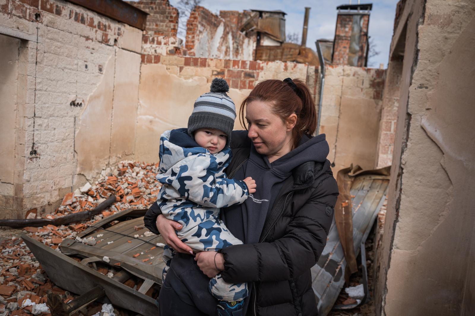 Ukraine: Second year of war - IRPIN, UKRAINE - MARCH 9: Brave to Rebuild volunteers help to dismantle the wreckage of homes and...