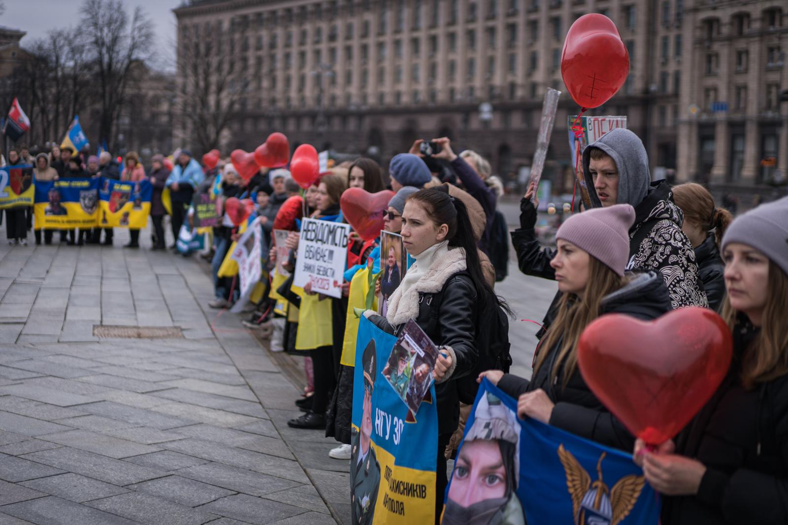 Ukraine: Second year of war - KYIV, UKRAINE - MARCH 16: Relatives and friends of Ukrainian soldiers held captive by Russia...