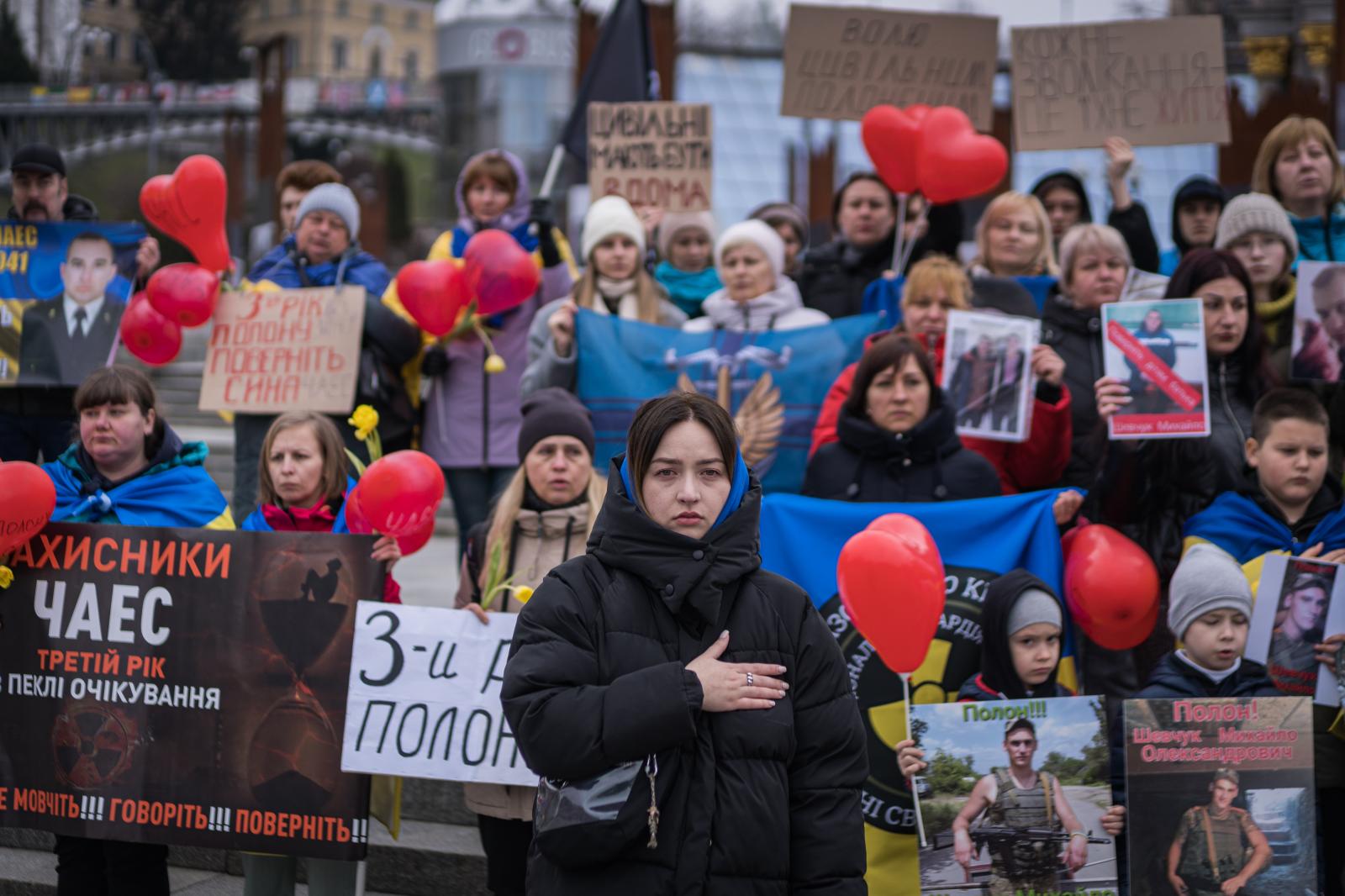 Ukraine: Second year of war - KYIV, UKRAINE - MARCH 16: Relatives and friends of Ukrainian soldiers held captive by Russia...