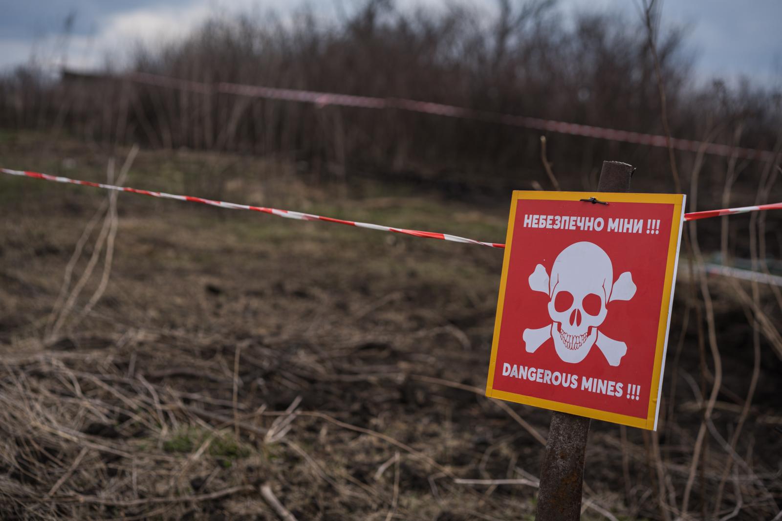 Ukraine: Second year of war - SULYHIVKA, UKRAINE - MARCH 26: Emergency demining team carries out demining and destruction of...