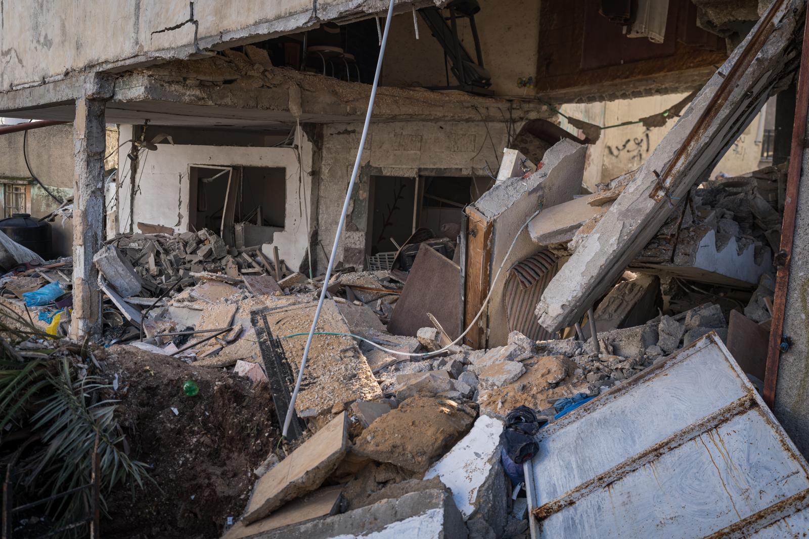 Israel, an announced war - JENIN, PALESTINE - DECEMBER 25: View of Naser's house, destroyed by the IDF during this raid...