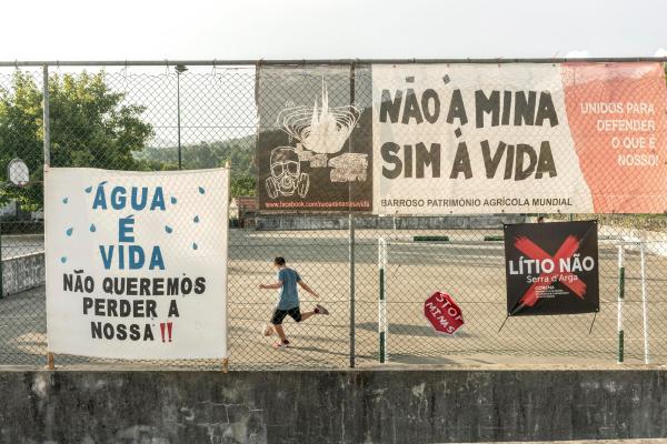 Portugal, the lithium Dilemma - Portugal, Covas do Barroso, 2021/08/31. Kid plays soccer...