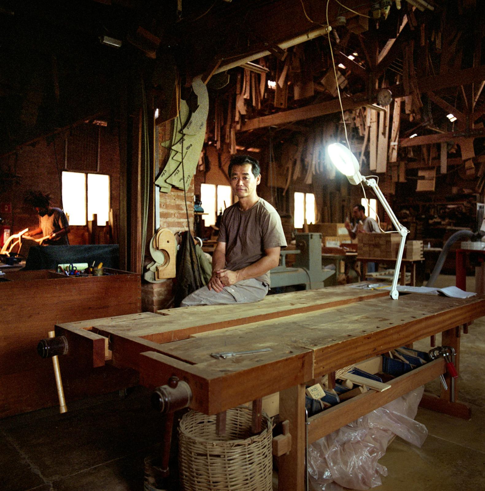 Comissions - Japanese furniture designer Morito Ebine at his studio in...