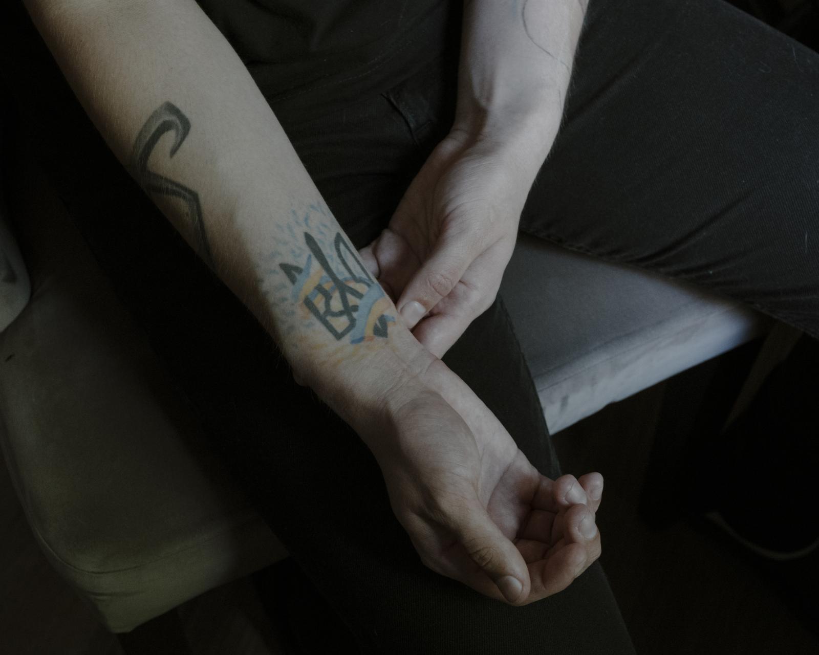 Oleksiy Polukhins tattoo was cr...and the Ukrainian coat of arms.
