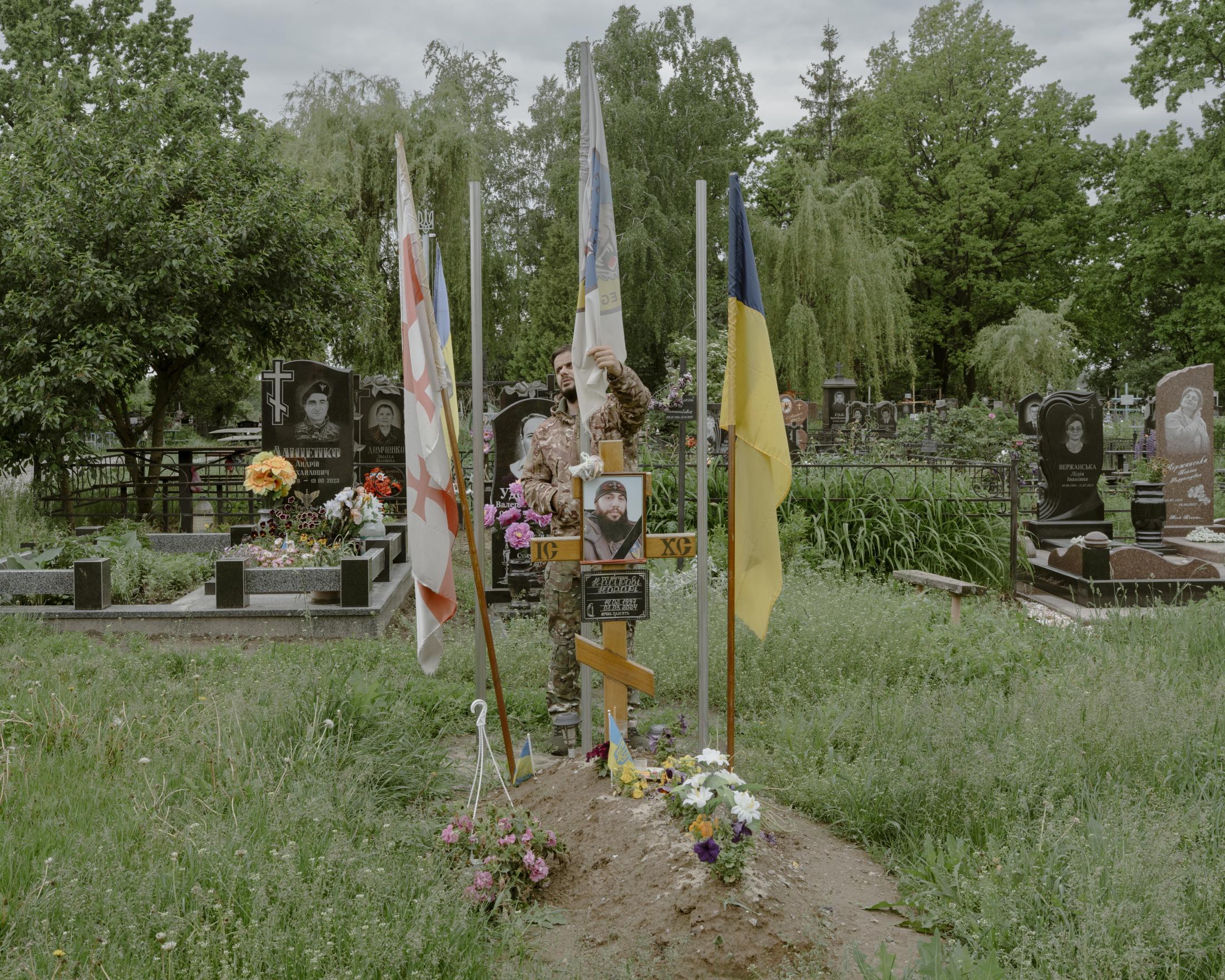A fighter from the Georgian Leg...infantry of the Ukrainian army.