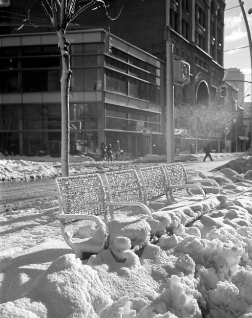 Image from B'klyn Changes -  Winter morning, Fulton Street Mall and Bridge Street,...