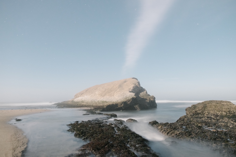 Image from THE SEA IS CALM TONIGHT -  Greyhound Rock, Santa Cruz County, California 2015 
