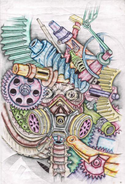 Art - "Adaptations" Drawing Coloured pencils, pen and...