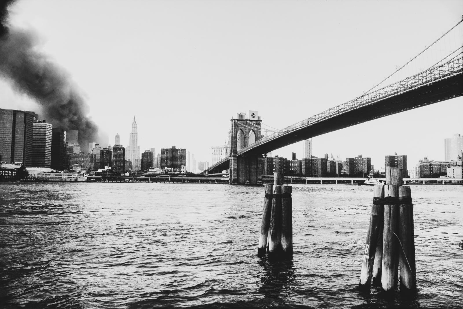 9/11 - September 11 2001, view of World Trade Center and East...