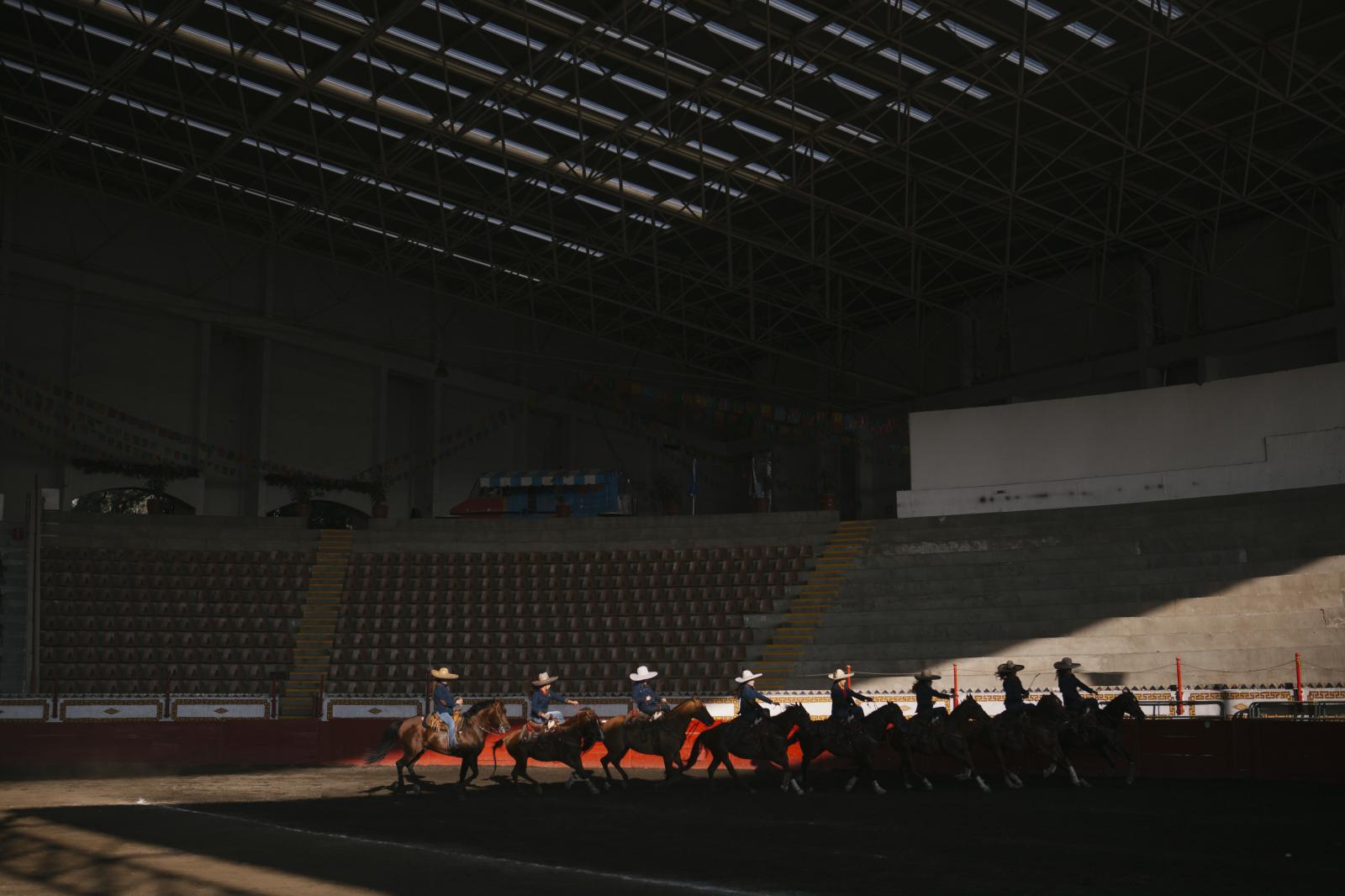 Sports - Escaramuza practice at the Lienzo La Nacional in Mexico...