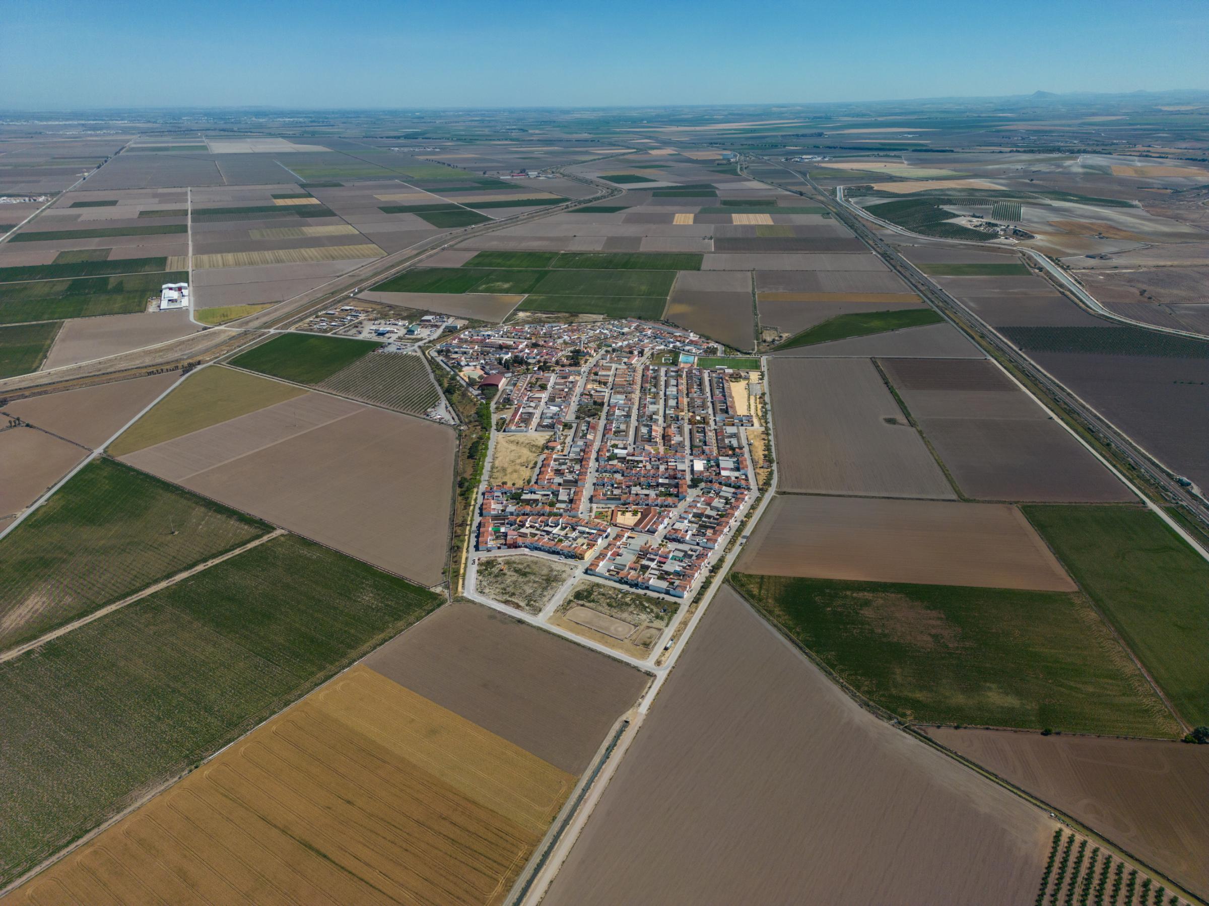 Spaniards Pray For Rain In Special Mass Amid Drought - MARISMILLAS, SPAIN - APRIL 15: Aerial plan of the village...
