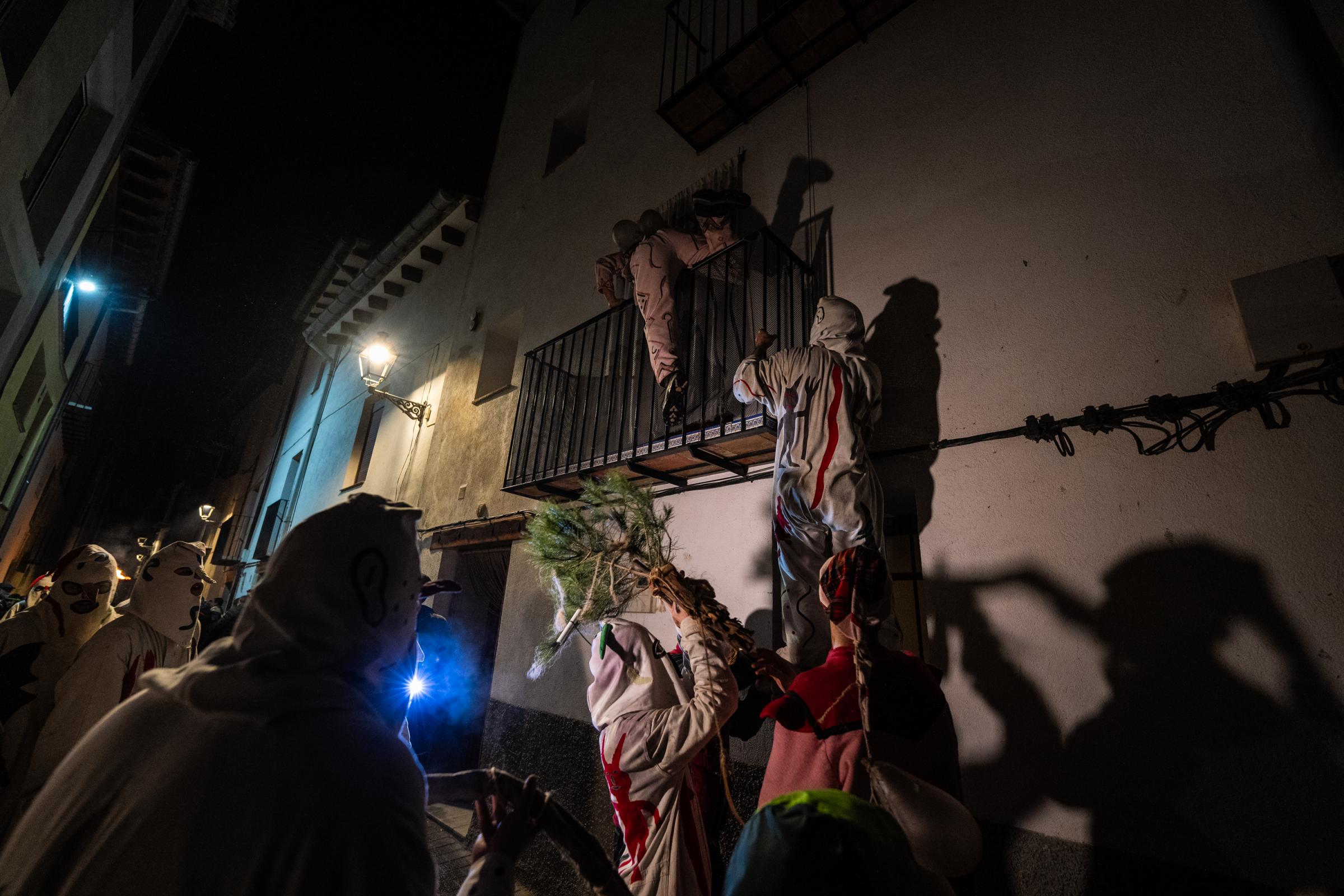 Spanish Villagers Celebrate The Santantona de Forcall, A Medieval Fire Festival - FORCALL, SPAIN - JANUARY 19: The participants of the...