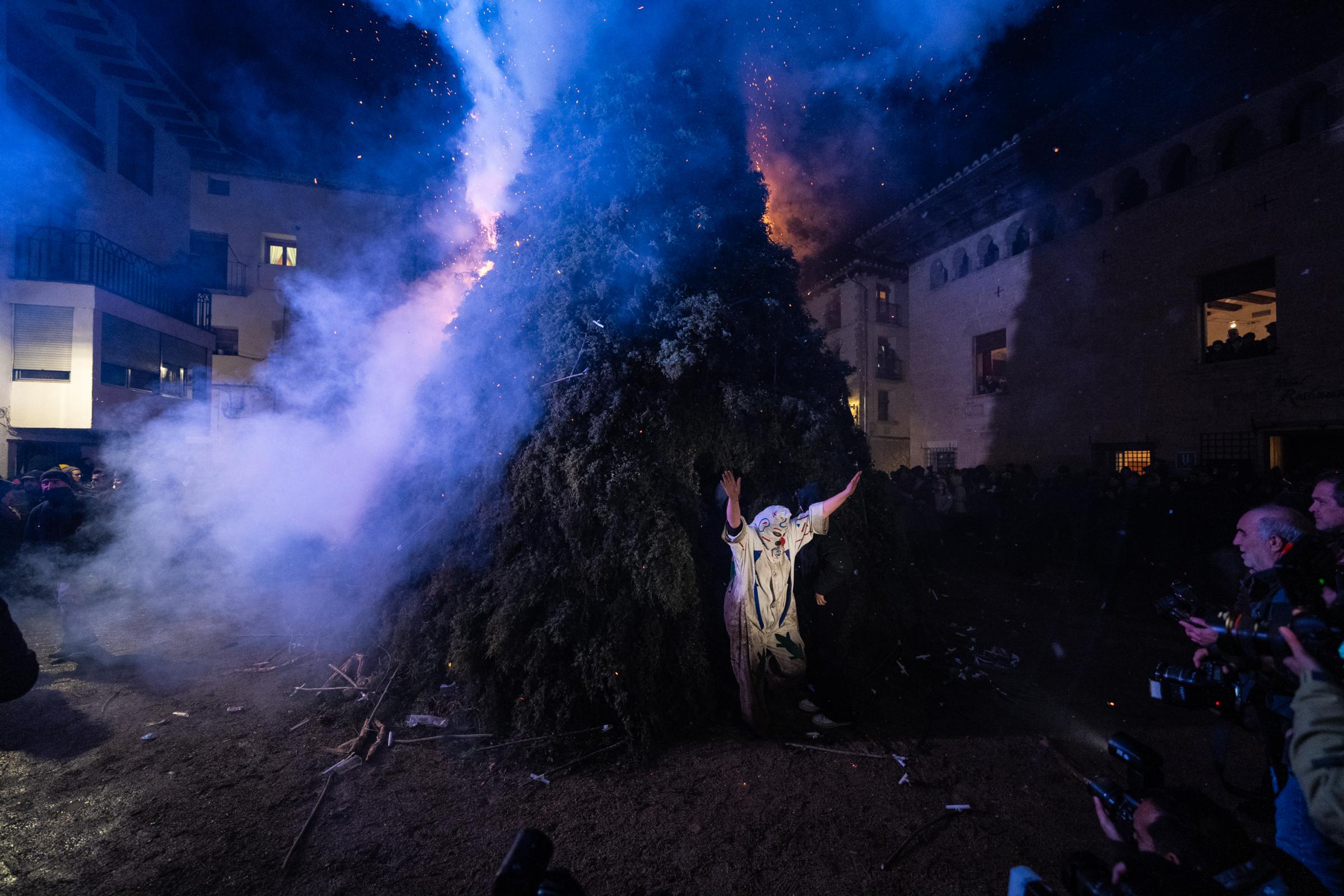 Spanish Villagers Celebrate The Santantona de Forcall, A Medieval Fire Festival - FORCALL, SPAIN - JANUARY 19: <