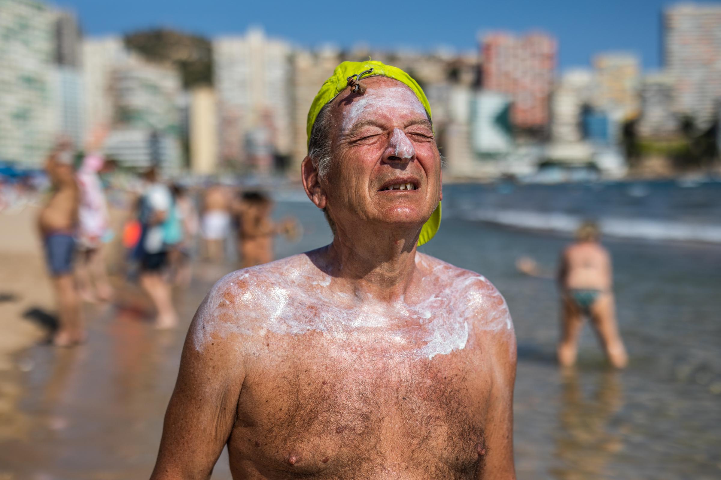 Heatwave Sweeps Across Spain - BENIDORM, SPAIN - JULY 16: Jose Luis, a tourist from...