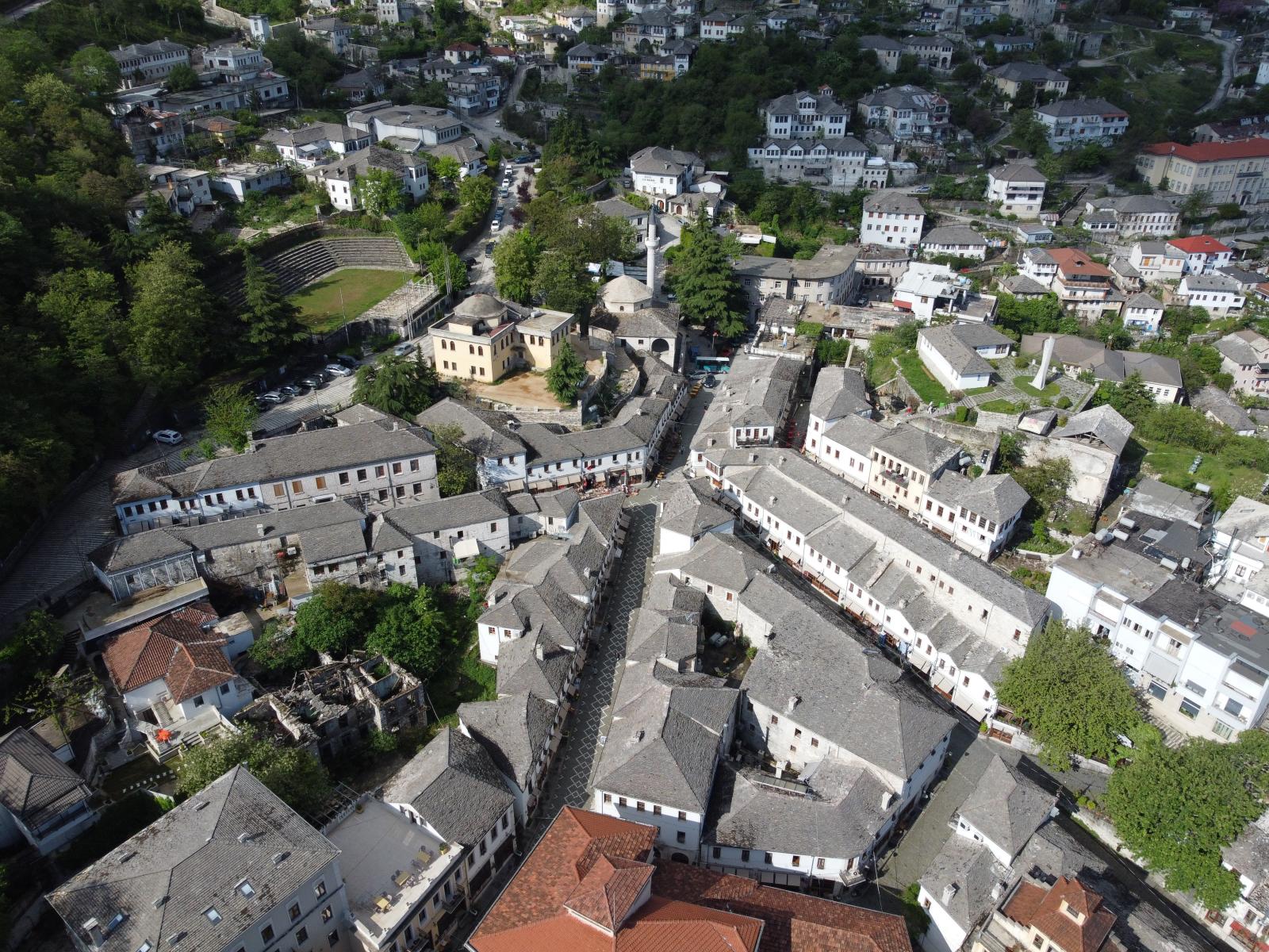 Aerial View of the Old Bazaar, Gjirokaster