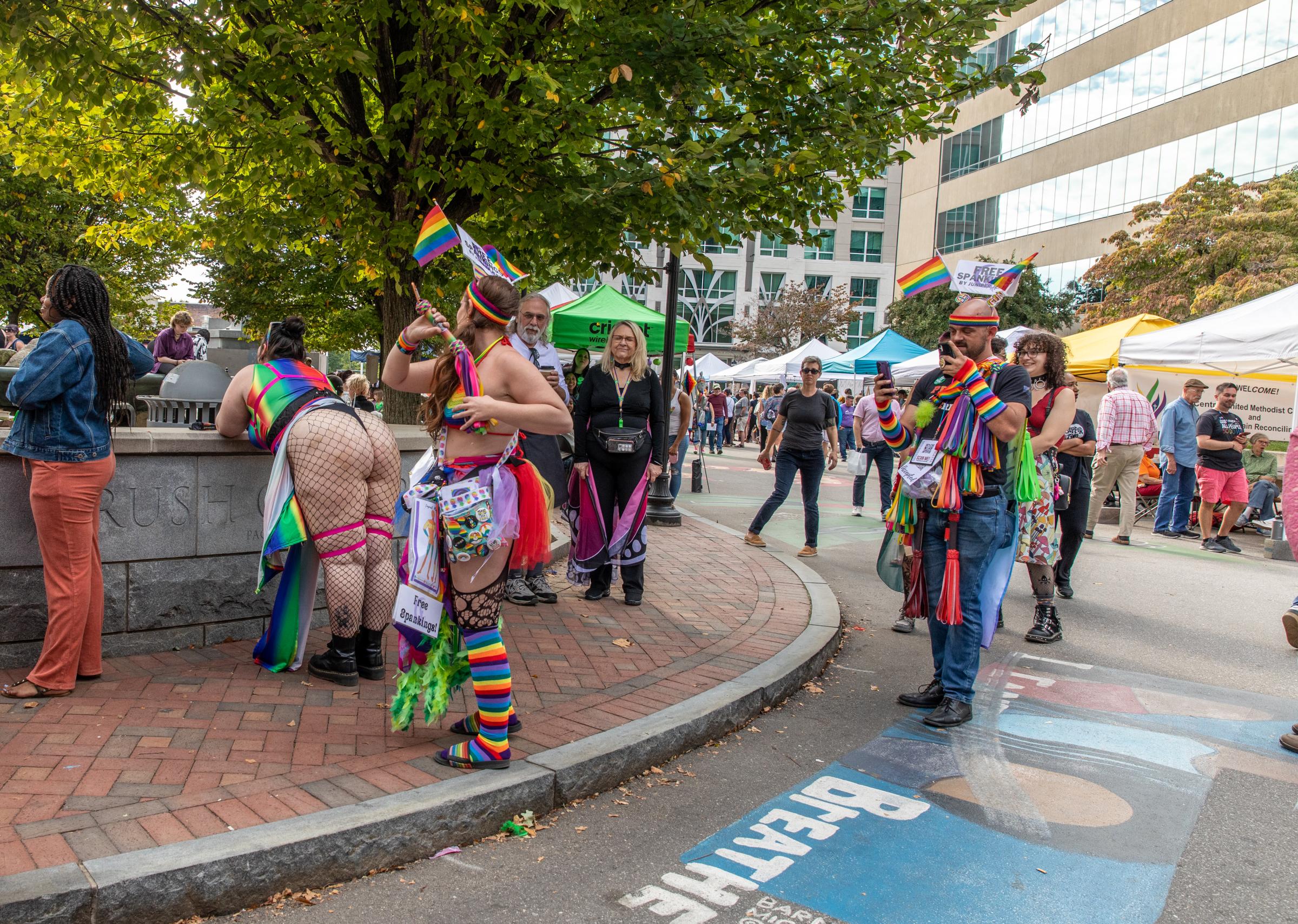 Blue Ridge Pride Festival 2022 - The festival included performance artists like these two offering free spankings.