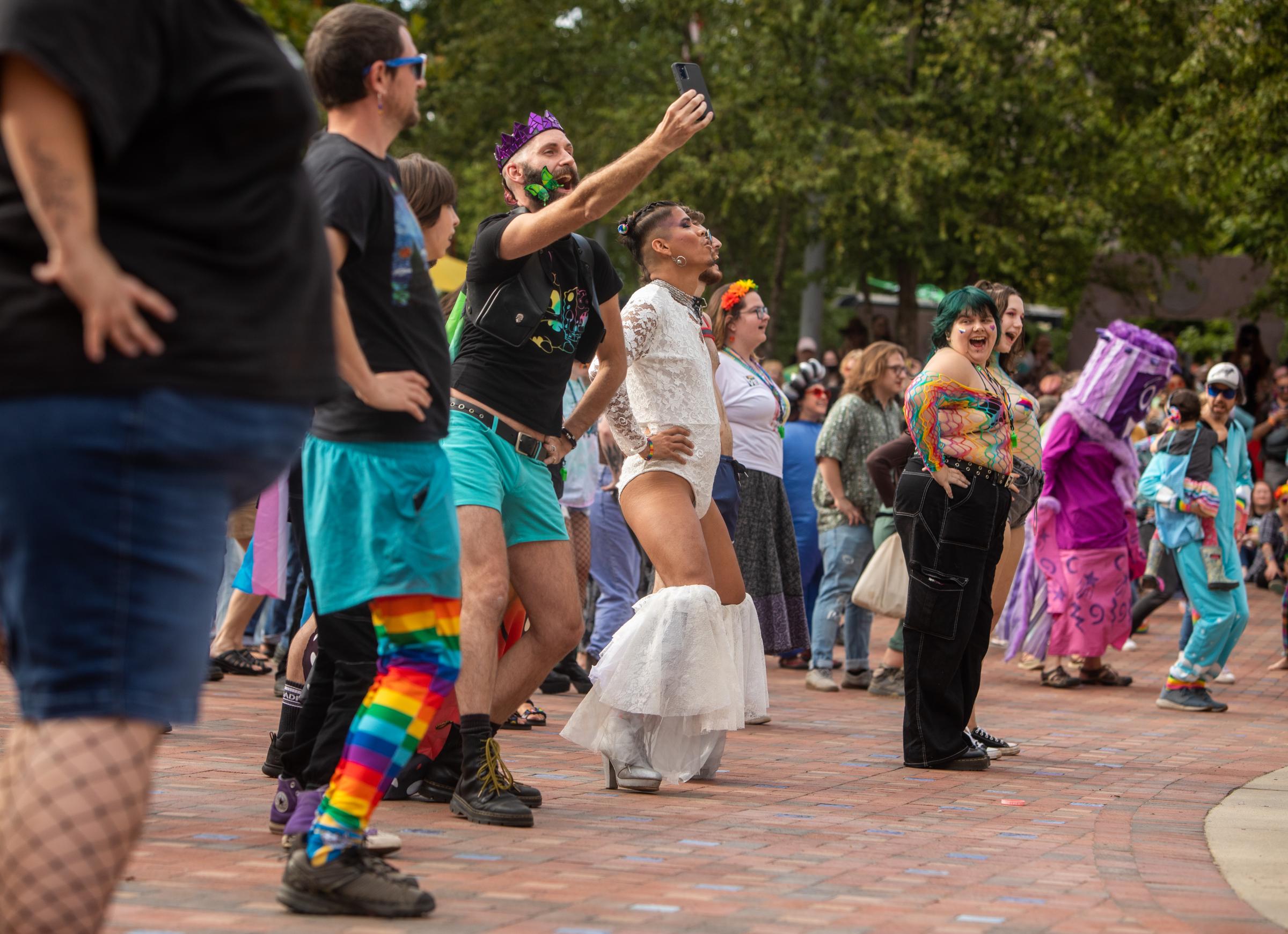 Blue Ridge Pride Festival 2022 - Attendees ran to the stage to join in the Time Warp dance as performed presented the Rocky Horror...