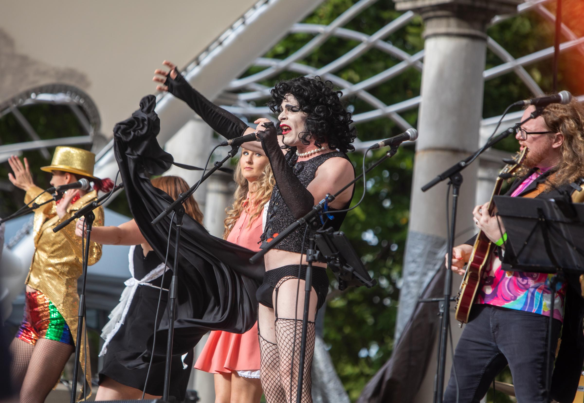 Blue Ridge Pride Festival 2022 - The group, Rocky Horror Music Show, performed songs as part of a live music revue.