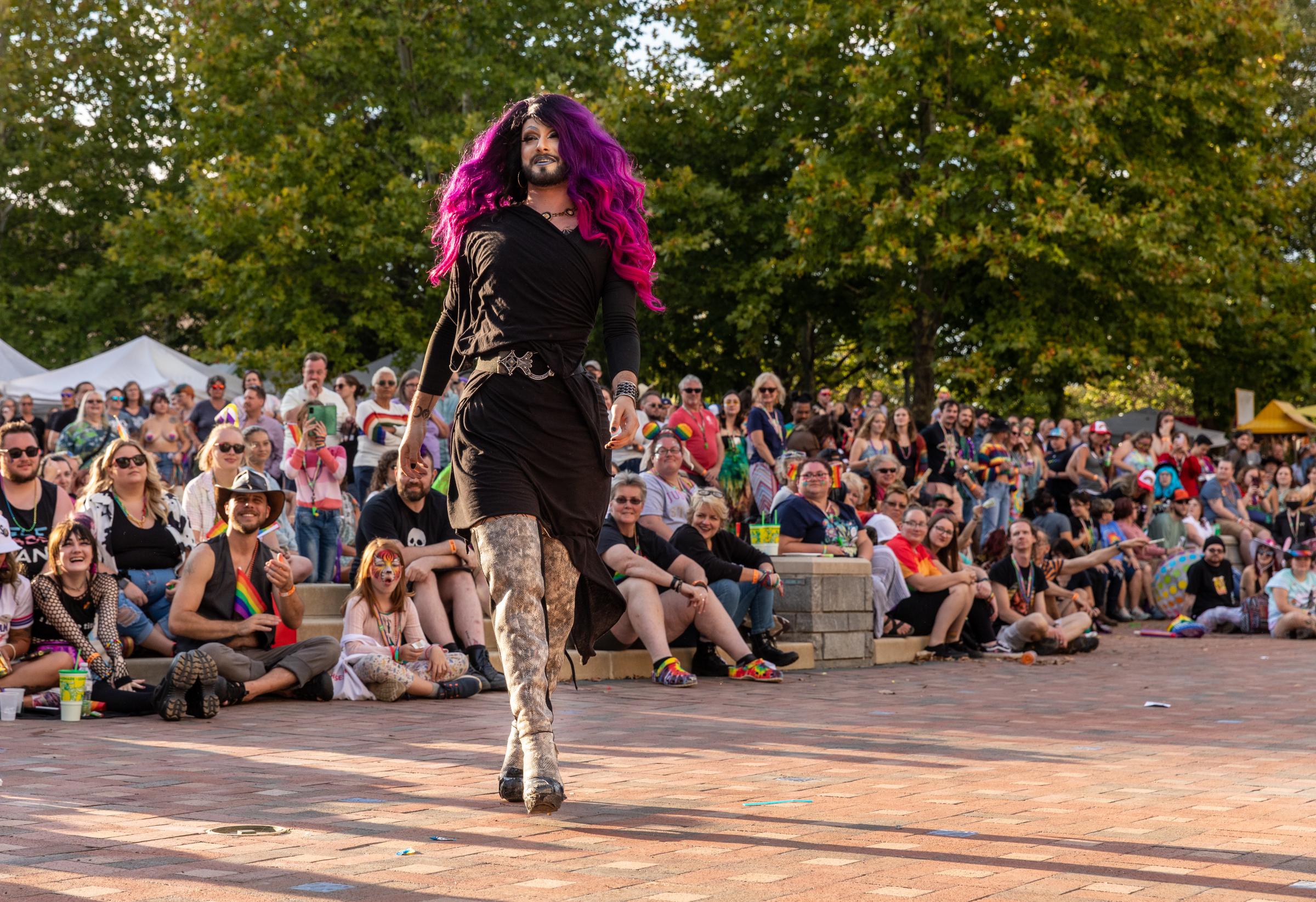 Blue Ridge Pride Festival 2022 - The Drag Showcase featured 19 drag queens performing dances in elaborate costumes.