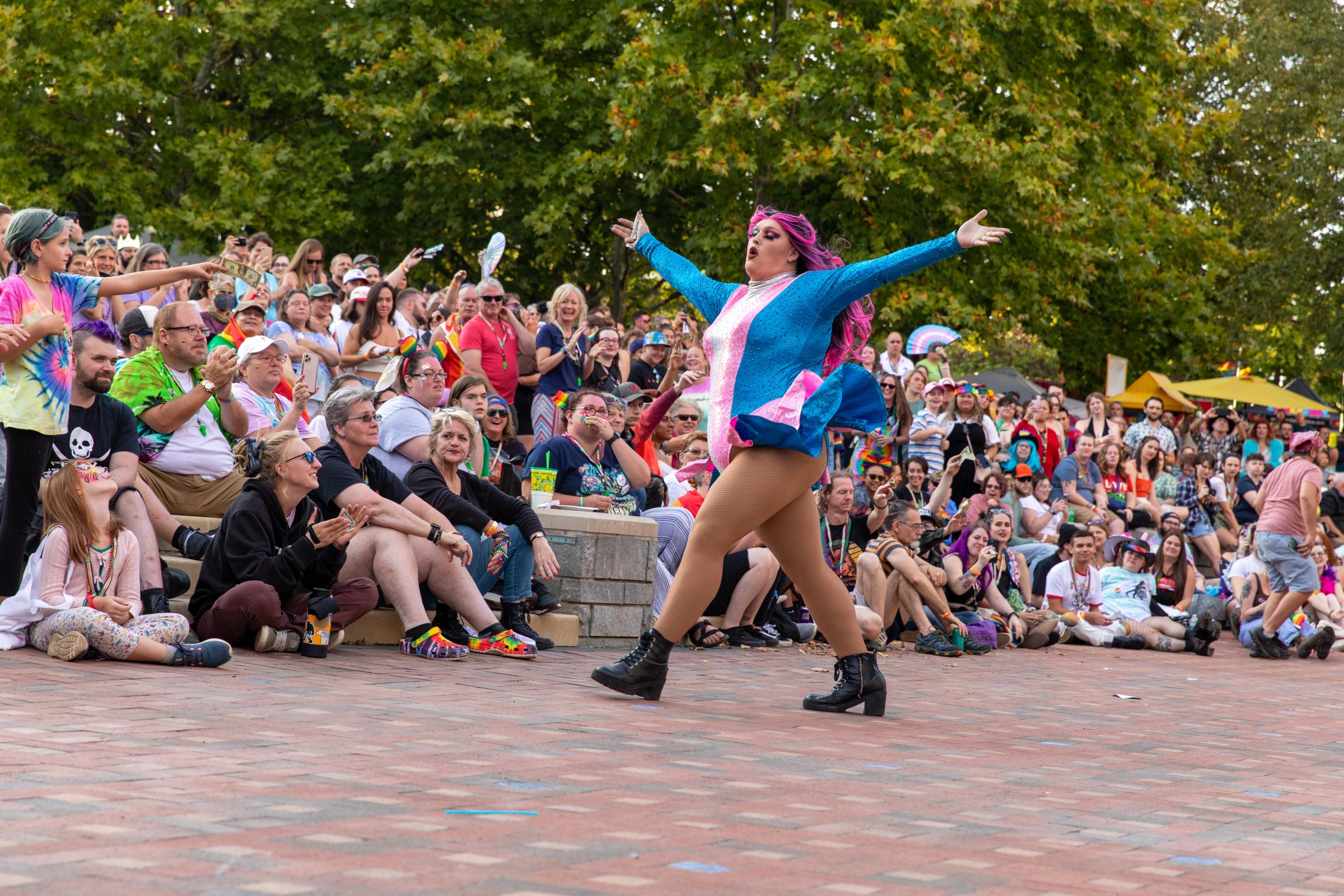 Blue Ridge Pride Festival 2022 - The drag showcase was high-energy with lip syncing, dancing, jumps and splits.