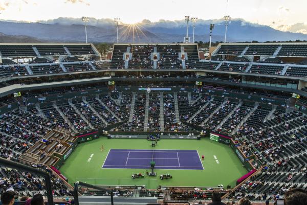 Setting Sun as Tennis Plays On at BNP Paribas Open | Buy this image