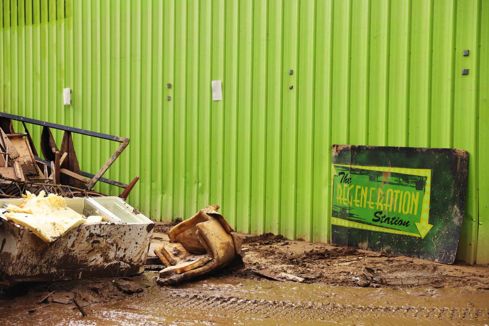 Regeneration Station, a warehou...de, caking it all in thick mud.