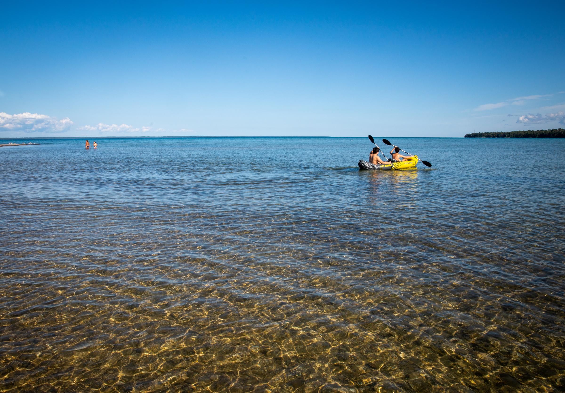 America - Kayaking on Lake Huron of Mackinaw City, Michigan