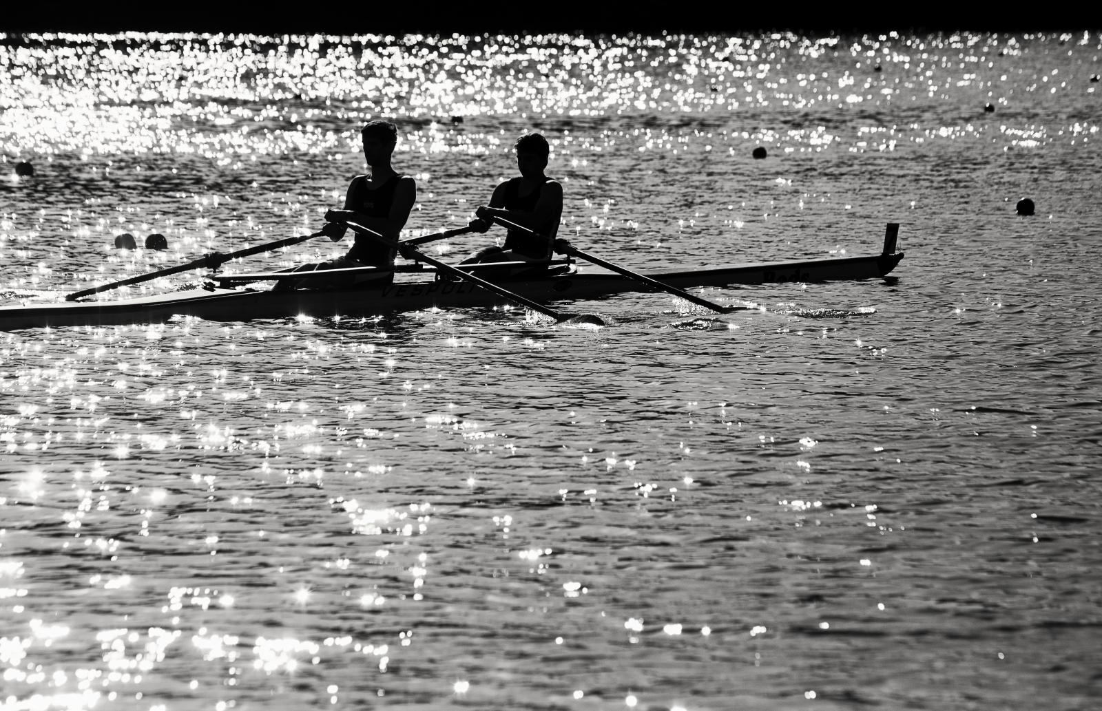 Silhouette of Rowers