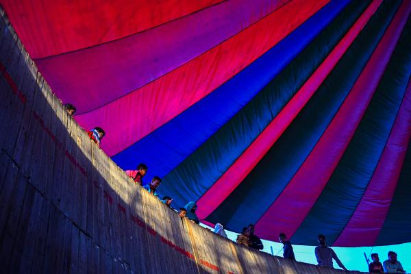 Image from Traditional Circus of Bangladesh -   Audiences are waiting for a stunt motorcyclist to...