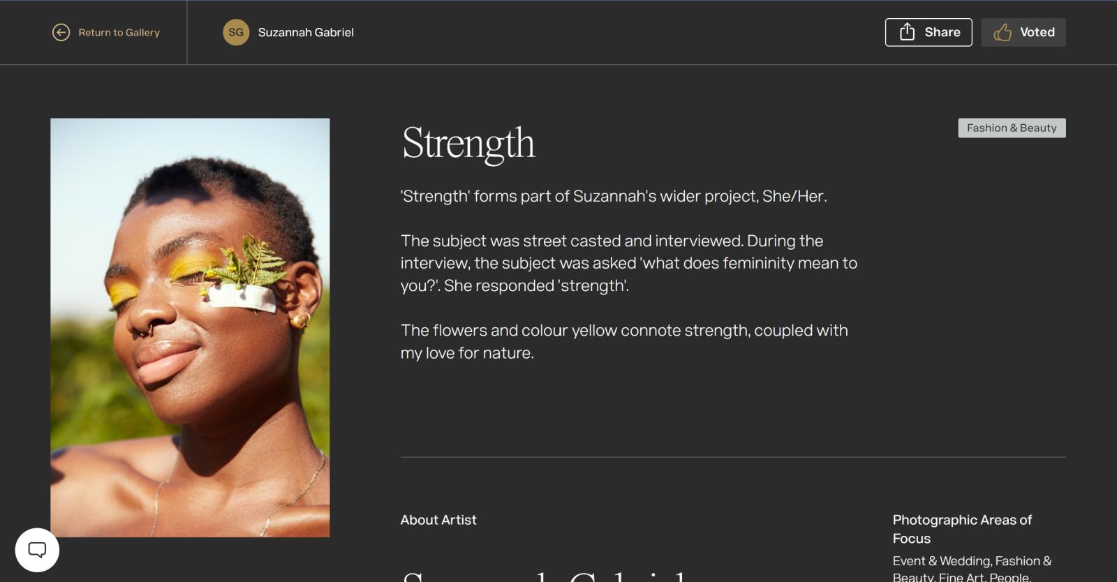 Vote for Suzannah Gabriel - Strength 2025 | People's Vote Awards