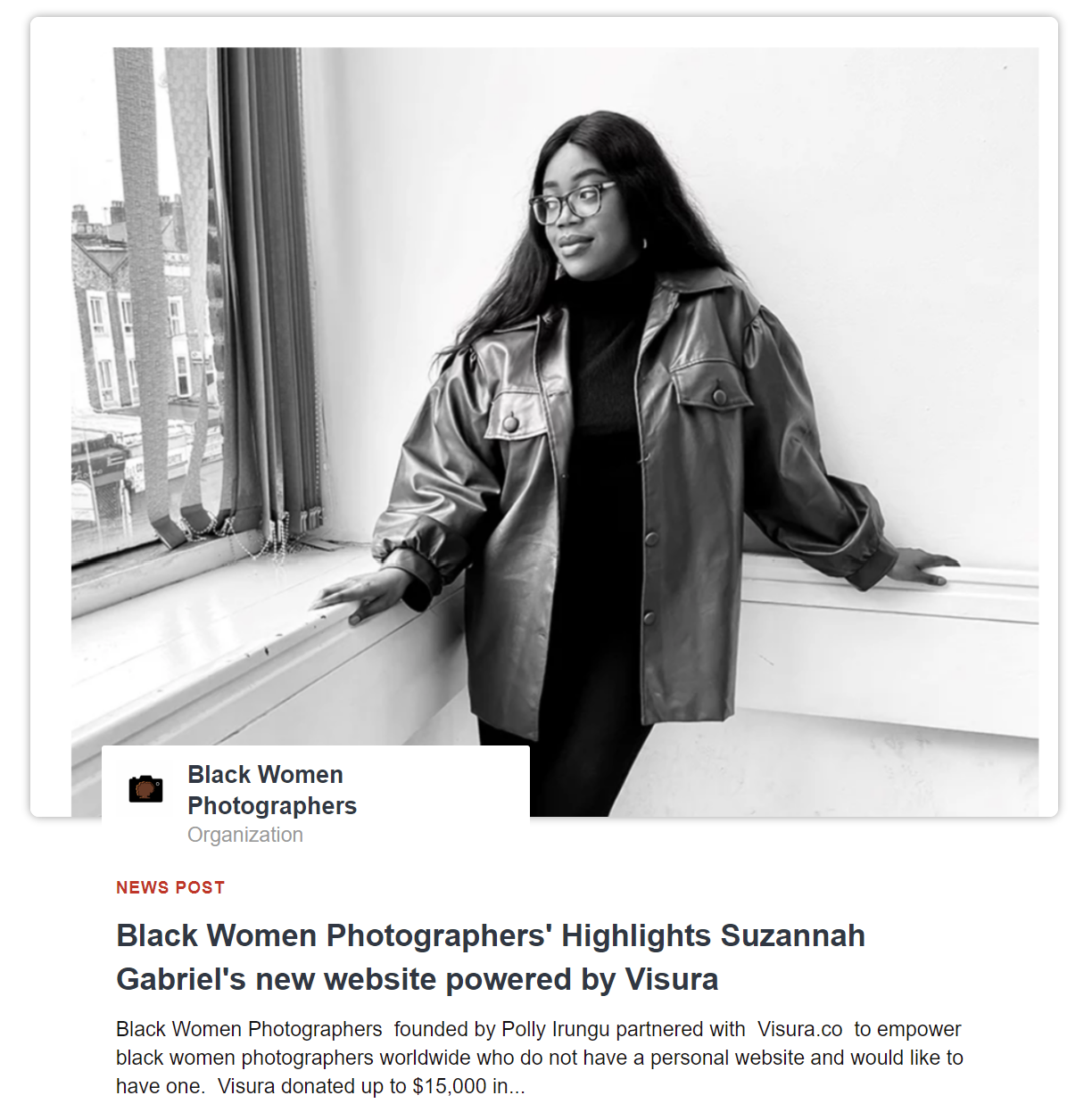 Black Women Photographer's x Visura highlights my new website!