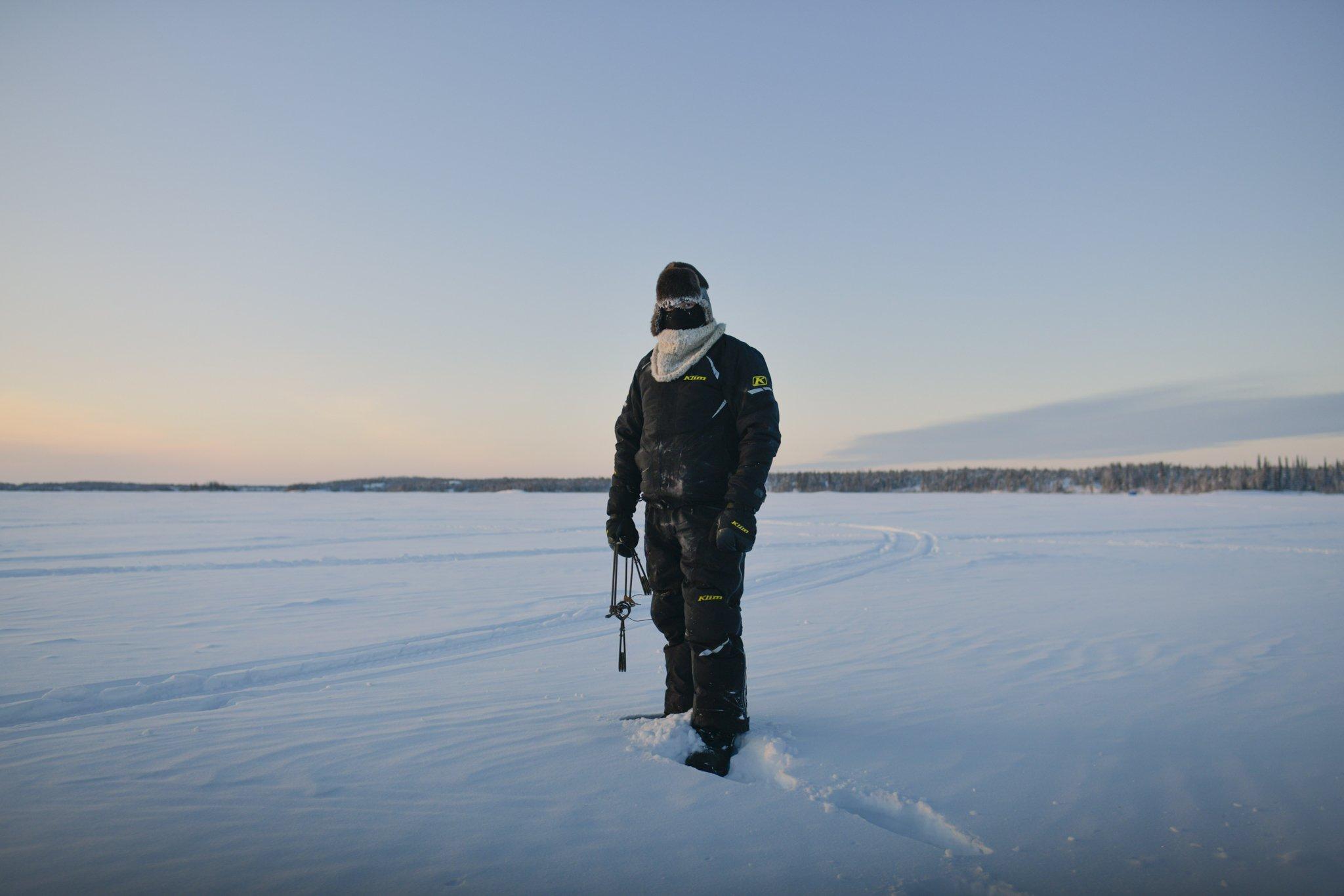 The Last Trappers - National Geographic - Nathan Kogiak on his trapline outside of Yellowknife,...