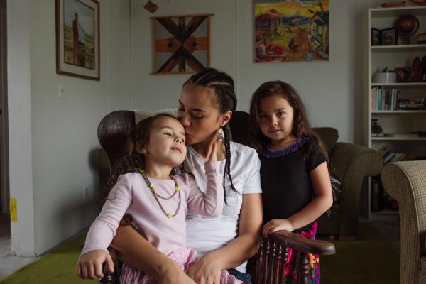 Image from Portraits - Shane Catholique-Valpy with her daughters, Sahᾴí̜ʔᾳ and...
