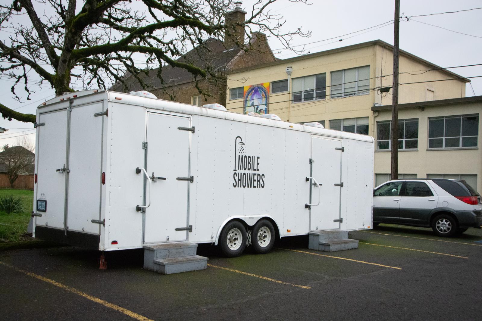 Mobile Showers for Campers at Methodist Church, January 2021