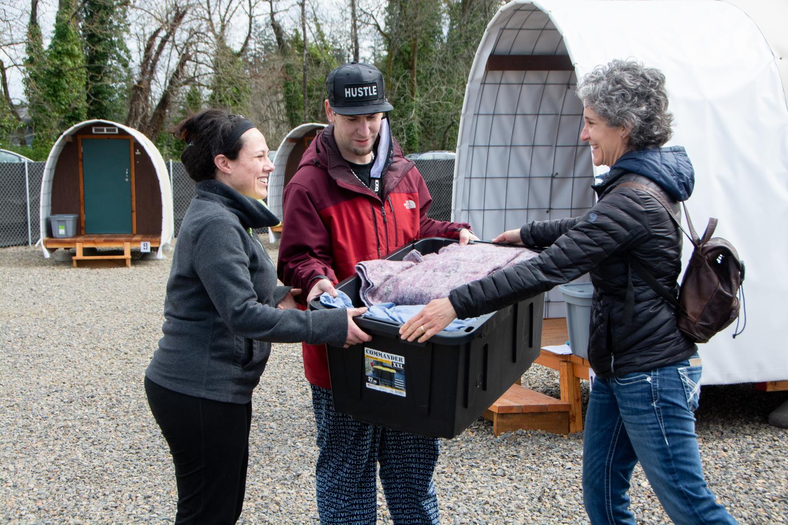 Welcoming New Residents at Safe Spot Camp, March 2021