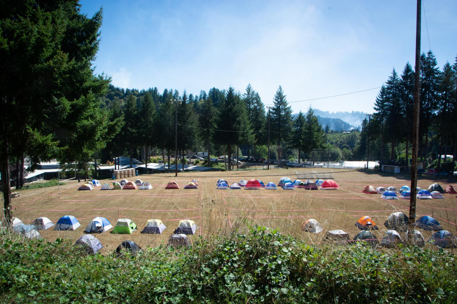 Fire Camp, Sweet Creek Fire, August 2020