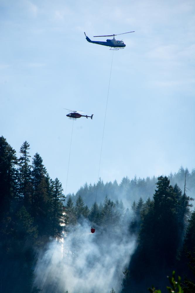 Helicopters, Sweet Creek Fire, August 2020