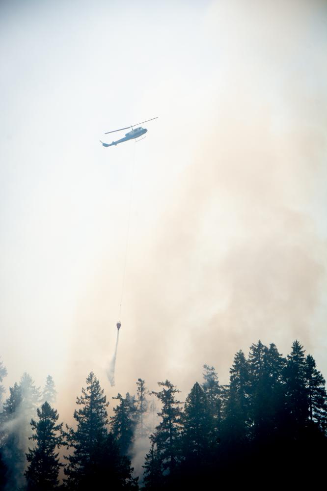 Helicopter at the Sweet Creek Fire, August 2020