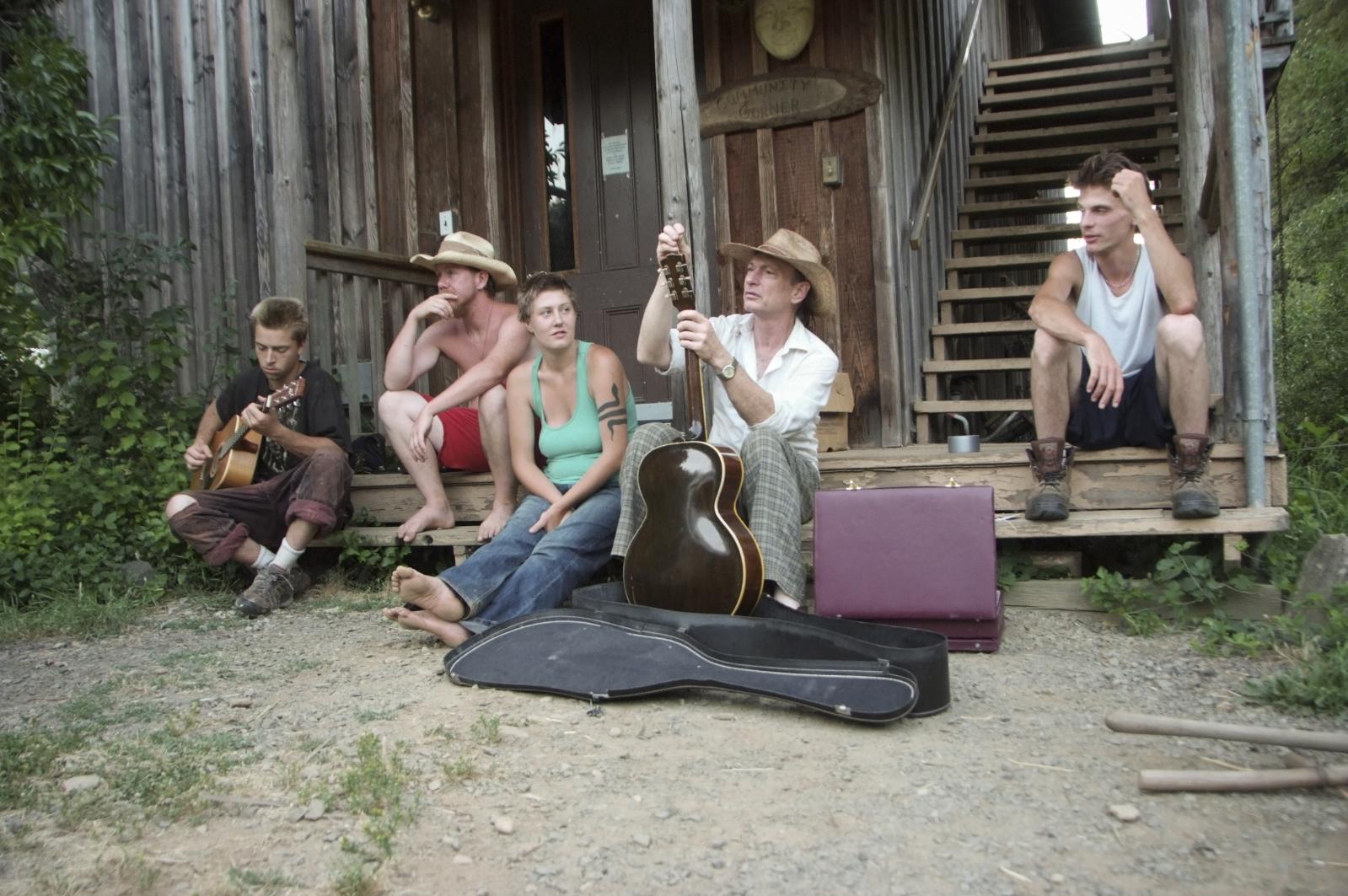 Hanging Out on Office Porch, Alpha Farm